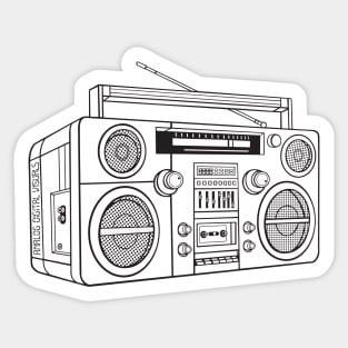 Boombox (Black Lines) Analog / Music Sticker